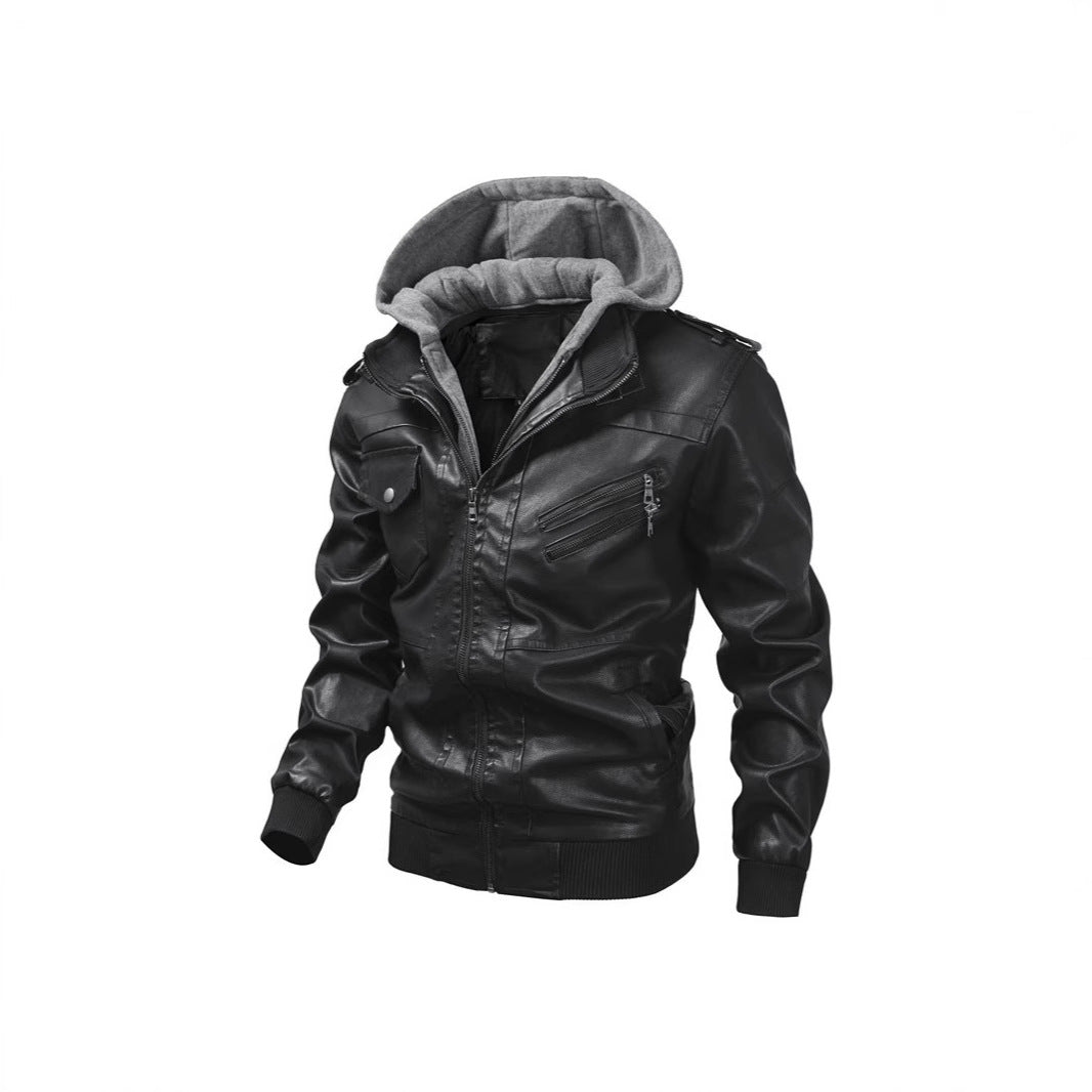 Herren Kunstlederjacke mit Kapuze Echo Archiv
