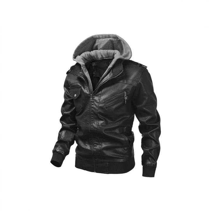 Herren Kunstlederjacke mit Kapuze Echo Archiv