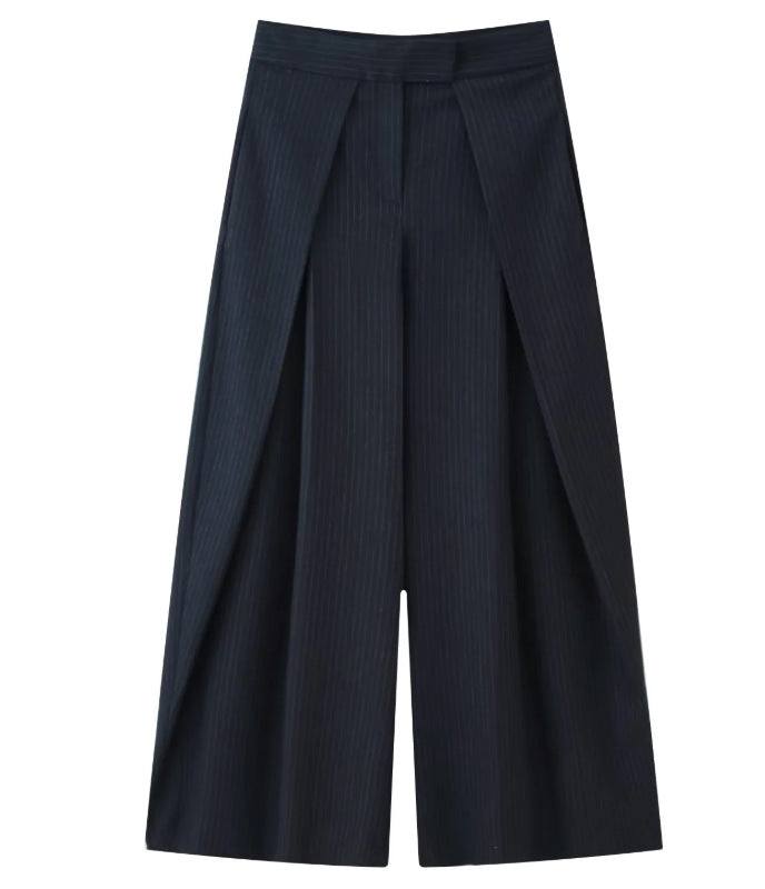 Damen 400+ weite Culotte‑Hose mit hoher Taille, verdeckter Knopfblende und vorderen Überlappungs‑Schlitzen Echo Archiv