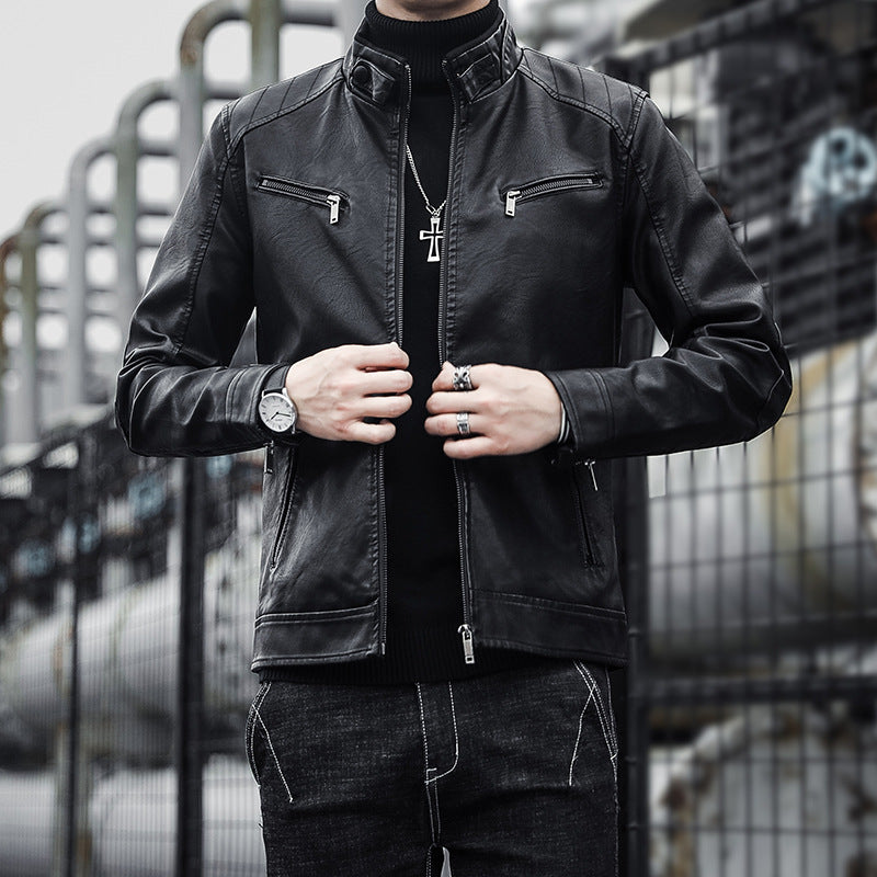 Herren Stilvolle Kunstlederjacke Echo Archiv