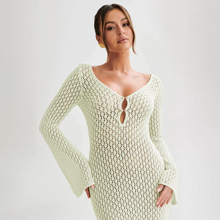 Damen elegantes Häkelkleid mit tiefem Ausschnitt Echo Archiv