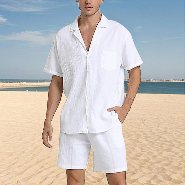 Herren Kurzarmhemd und Shorts Set aus atmungsaktiver Baumwolle Echoarchiv