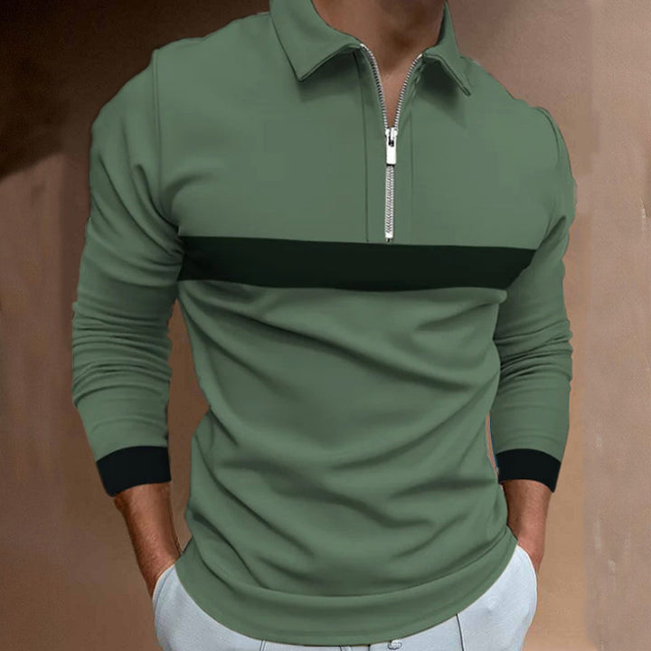 Herren Langarm Poloshirt mit modernem Reißverschluss und sportlichen Akzenten Echoarchiv