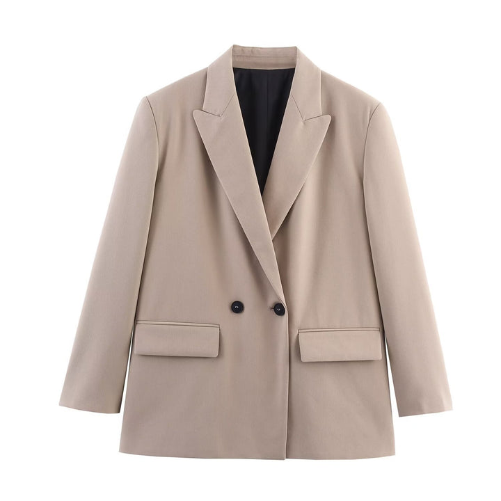 Damen Doppelreiher-Blazer mit Reverskragen, längerem Oversize-Schnitt und Pattentaschen Echo Archiv