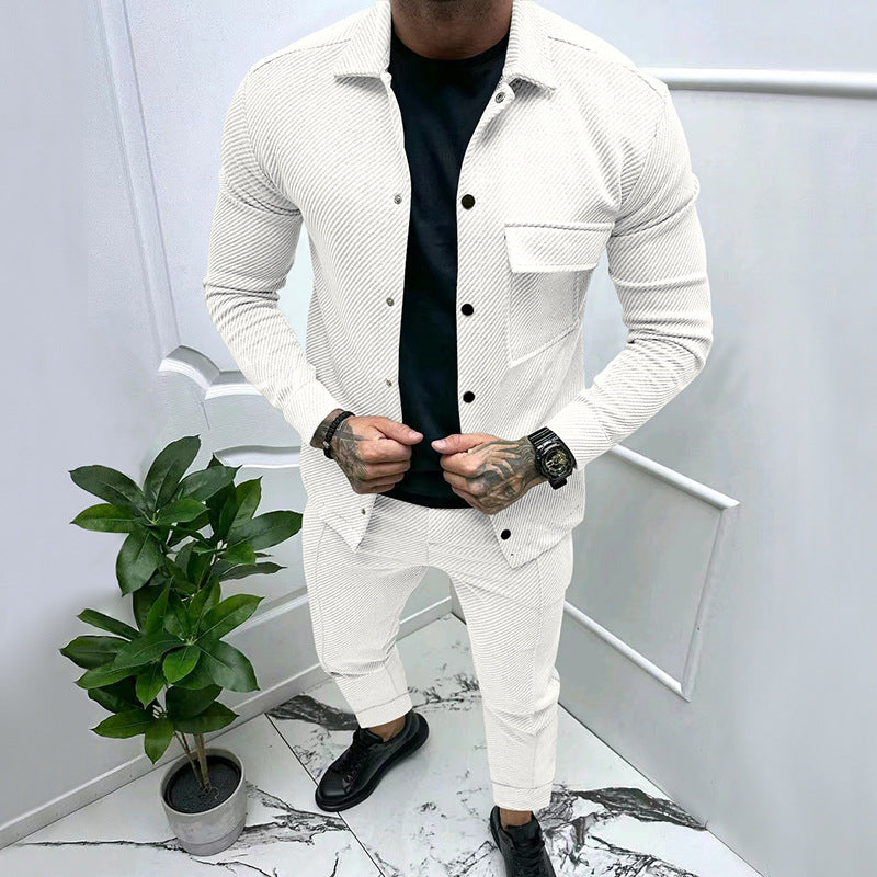 Herren elegantes, strukturiertes Jacken- und Hosen-Set Echoarchiv