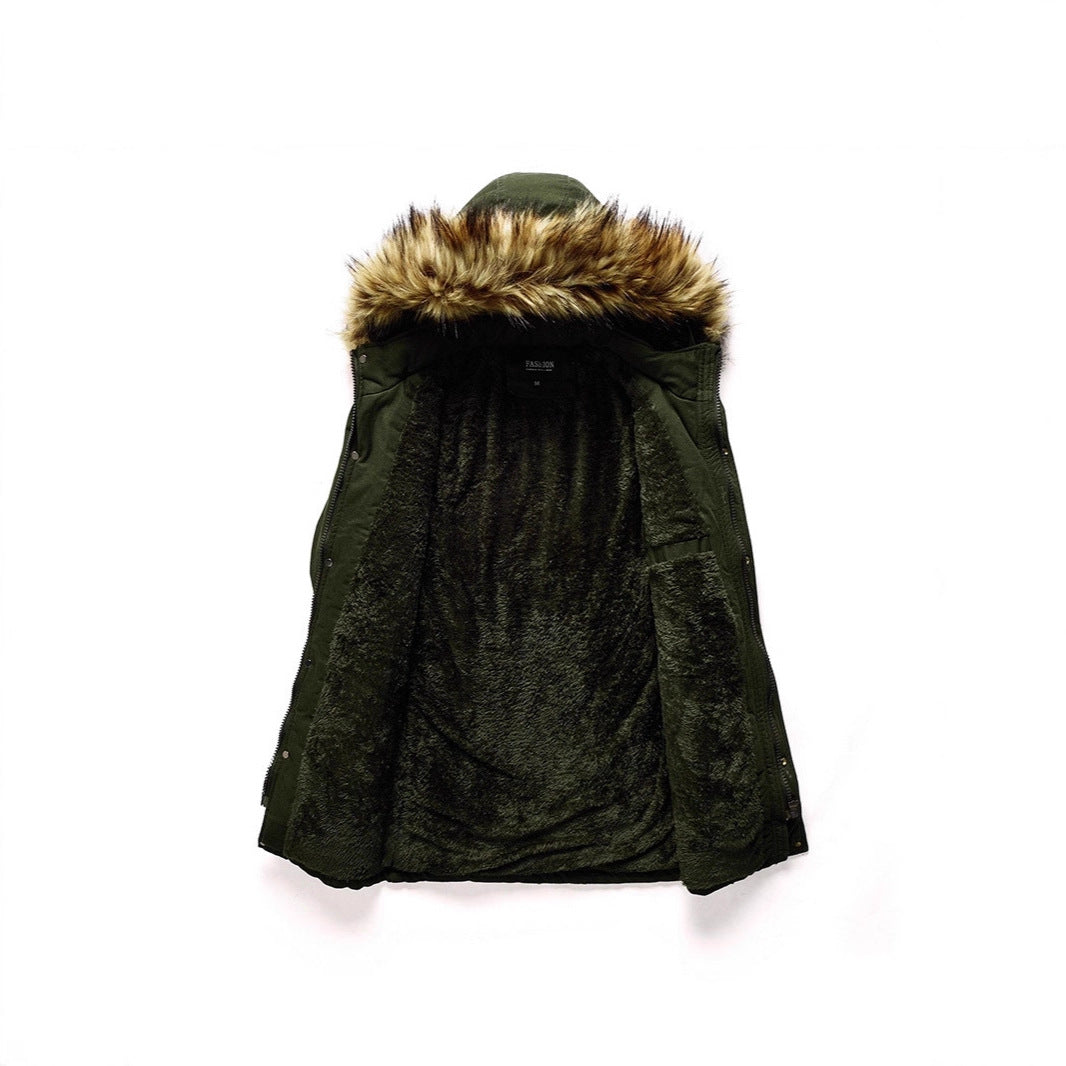 Herren Thermo-Parka mit Kunstfellkapuze und Teddyfutter – Marzano