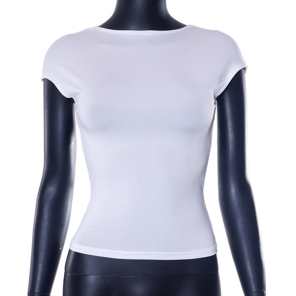 Damen körpernahes Kurzarmshirt aus elastischem Material Echo Archiv