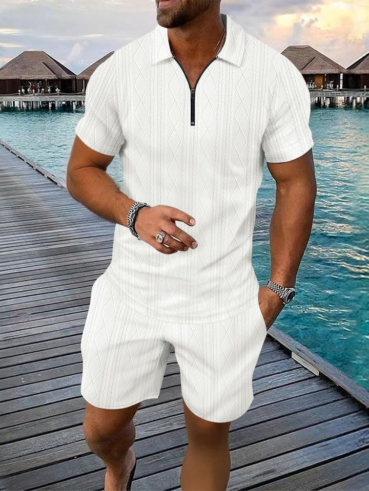Herren Polo-Shirt mit modischem Reißverschluss und strukturiertem Design Echoarchiv