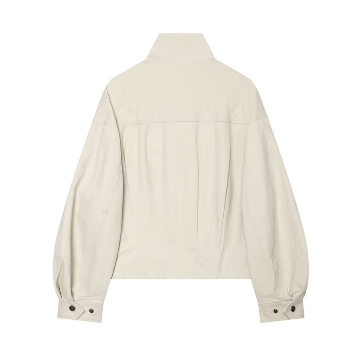 Damen Boxy Kurzblouson mit hohem Rippstehkragen und Tunnelzugsaum Echo Archiv