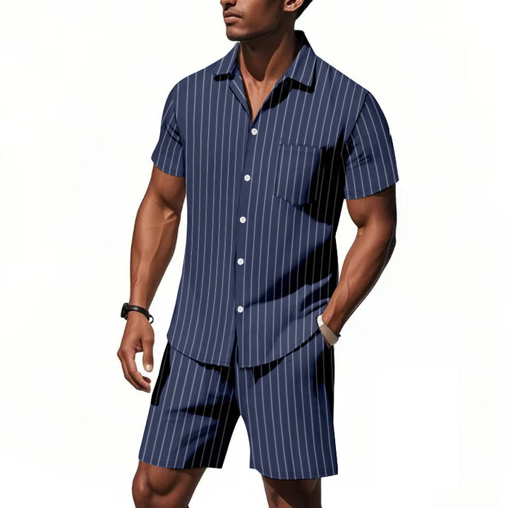 Herren elegantes Kurzarm-Hemd und Bermuda-Shorts Set Echoarchiv