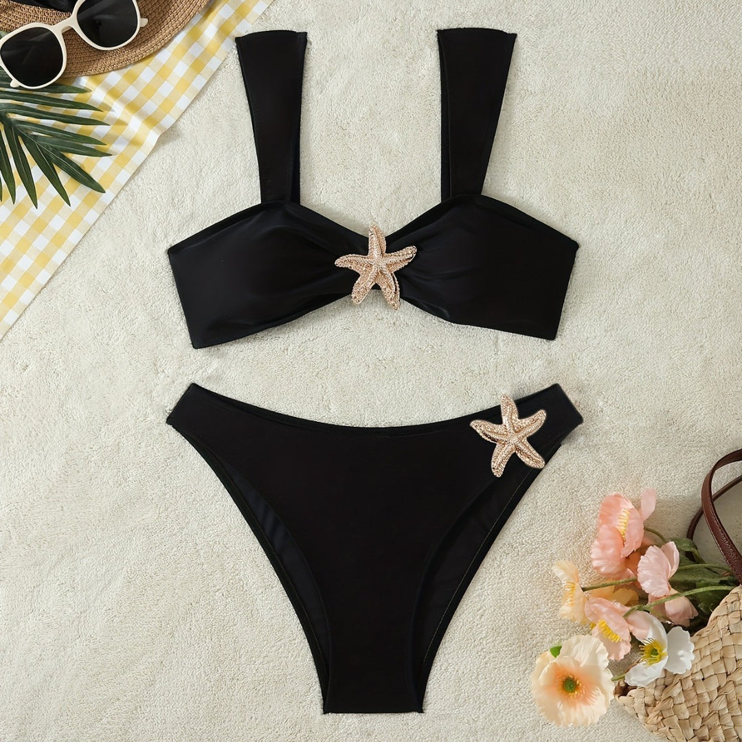 Damen Elegantes Bikini-Set mit glamourösen Sternenapplikationen Echo Archiv