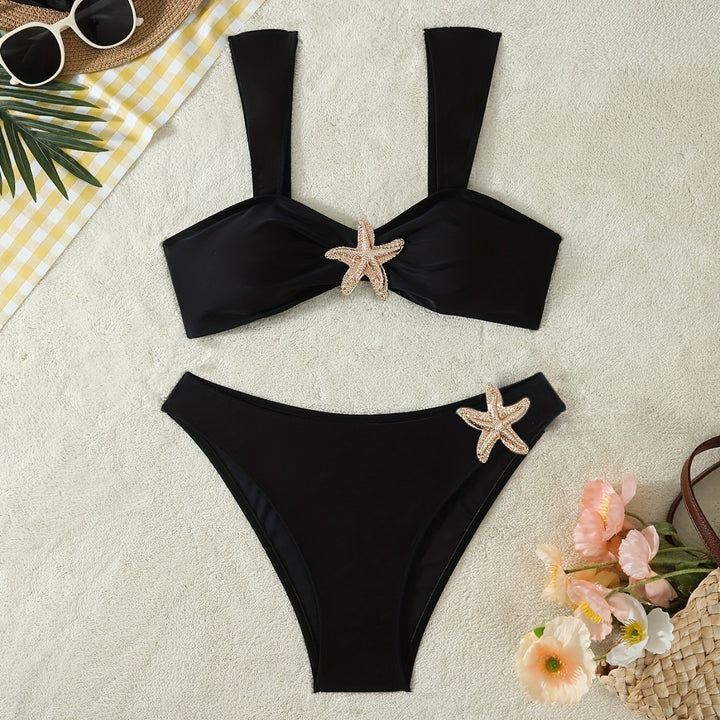Damen Elegantes Bikini-Set mit glamourösen Sternenapplikationen Echo Archiv