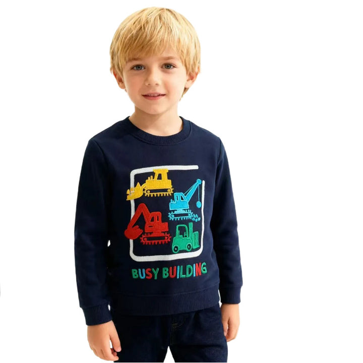 Jungen Sweatshirt mit kreativem Baustellenfahrzeug-Design Echo Archiv