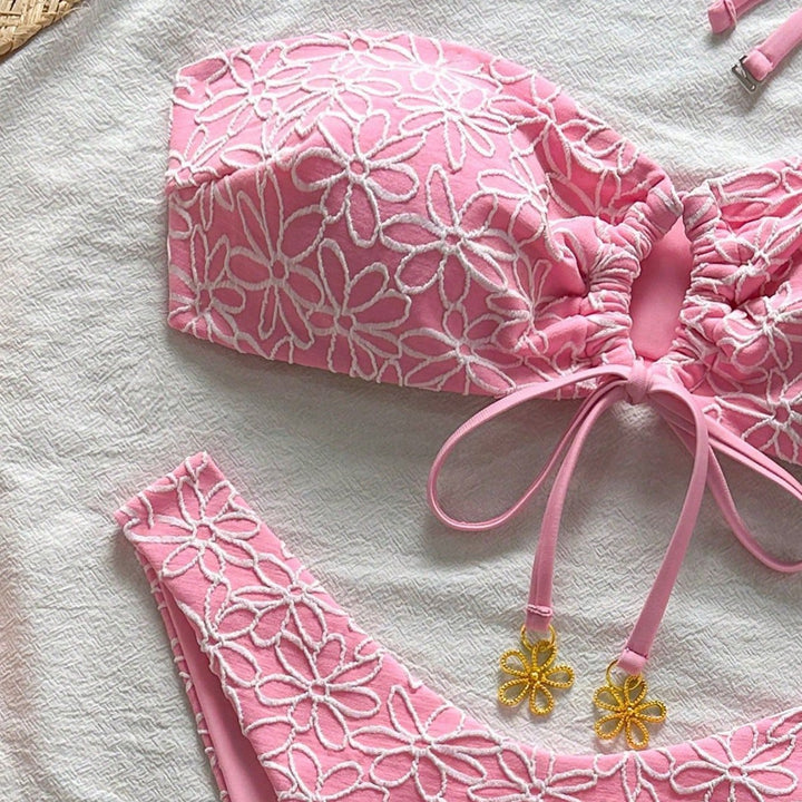 Damen Bandeau-Bikini mit floralen Applikationen Echo Archiv