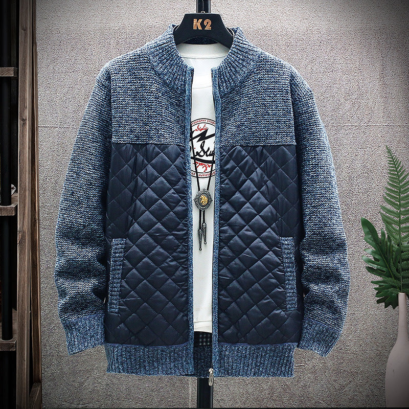 Herren gesteppte Übergangsjacke mit modernem Strickdesign und praktischen Taschen Echoarchiv