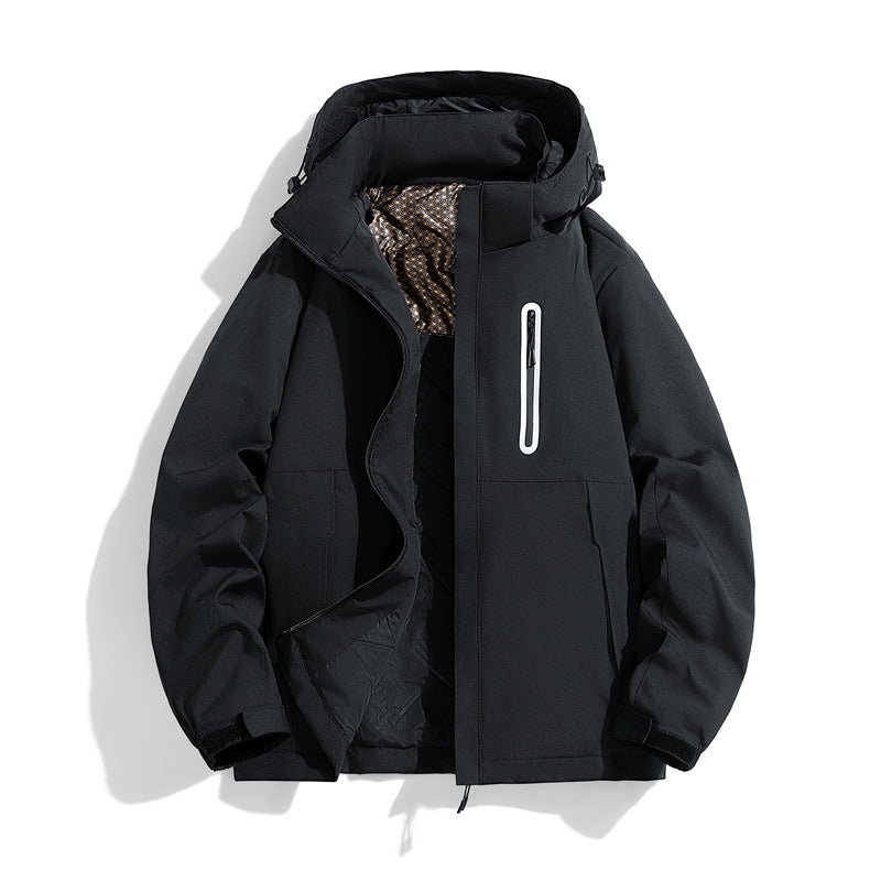 Herren wasserabweisende gesteppte Winterjacke mit Kapuze, thermischer Isolierung und reflektierender Brusttasche Echo Archiv