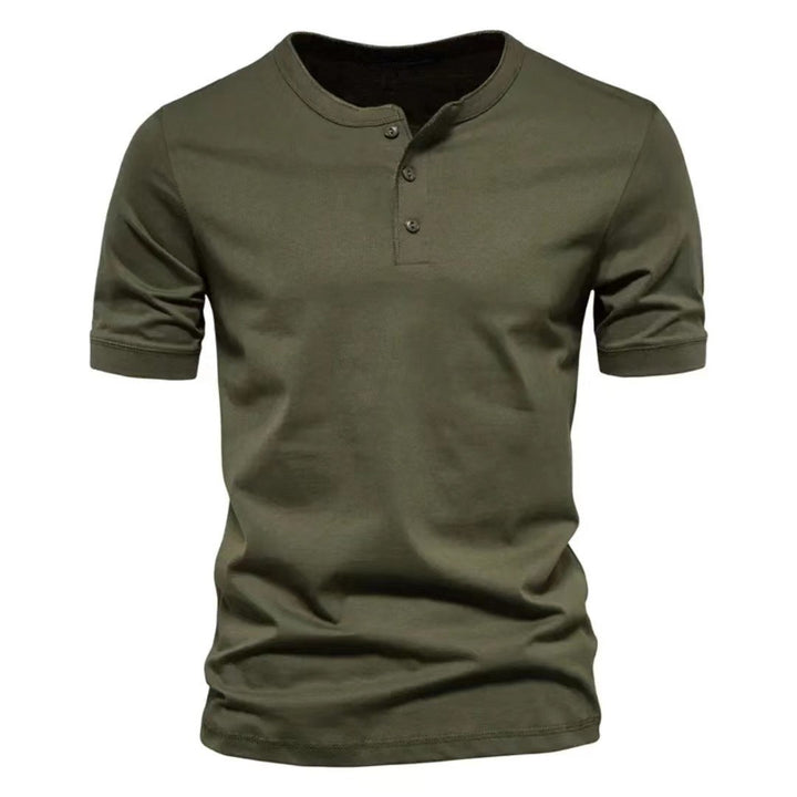 Herren Henley T-Shirt mit modischem Knopfverschluss und weichem Baumwollmaterial Echoarchiv