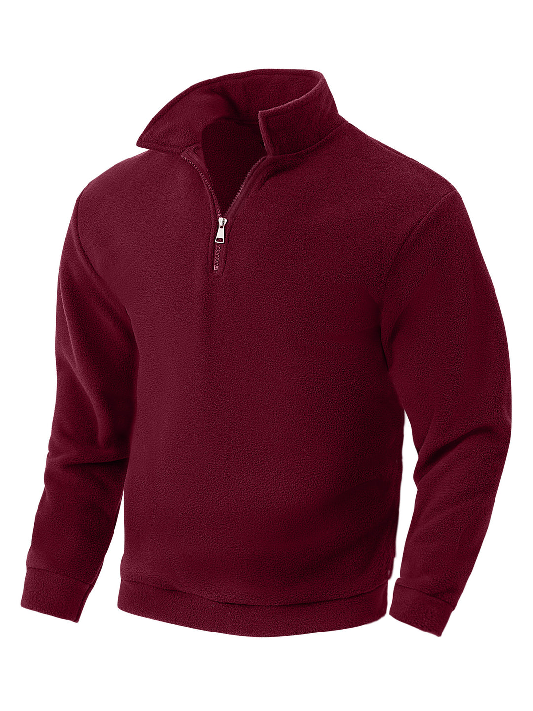 Herren Fleece-Halbzip-Pullover mit Stehkragen, weichem Teddy-Fleece und elastischen Bündchen – Cavarno