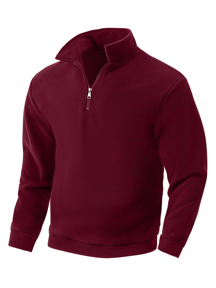 Herren Fleece-Halbzip-Pullover mit Stehkragen, weichem Teddy-Fleece und elastischen Bündchen – Cavarno