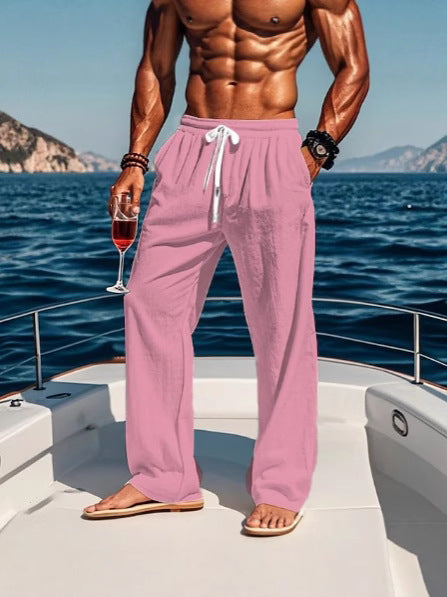 Herren lässige Strandhose mit elastischem Bund und seitlichen Taschen Echoarchiv