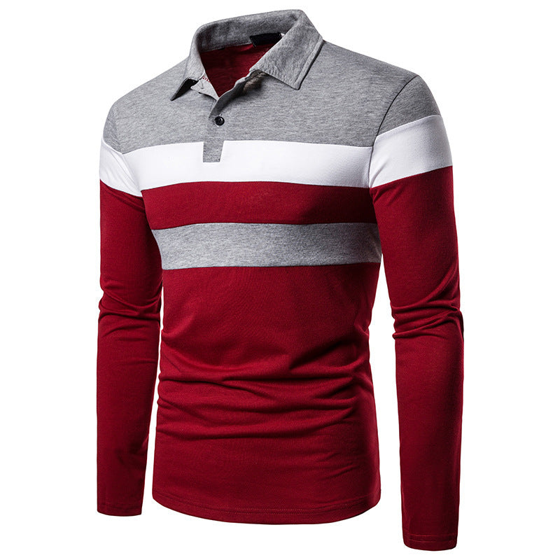 Herren langärmeliges Polohemd mit sportlichem Farbblockdesign Echoarchiv