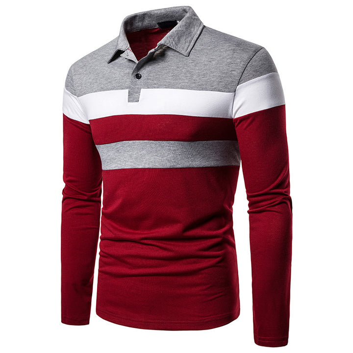 Herren langärmeliges Polohemd mit sportlichem Farbblockdesign Echoarchiv