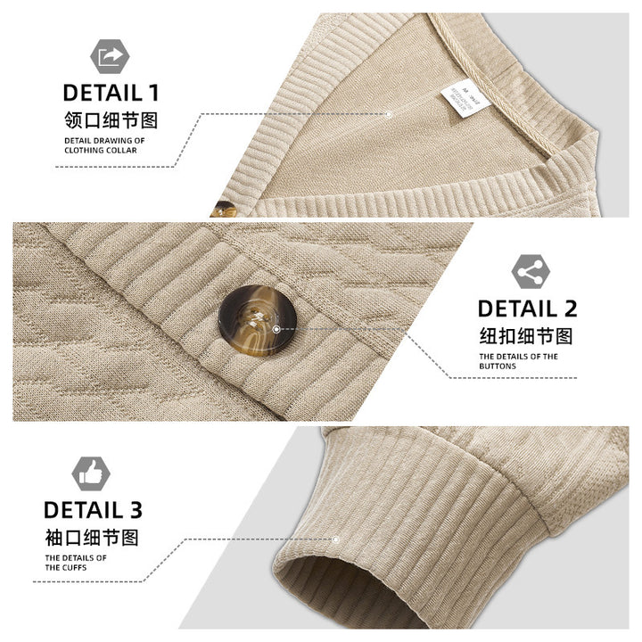 Herren nan eleganter Zopfstrickcardigan mit V-Ausschnitt Knopfleiste und aufgesetzten Taschen Echo Archiv