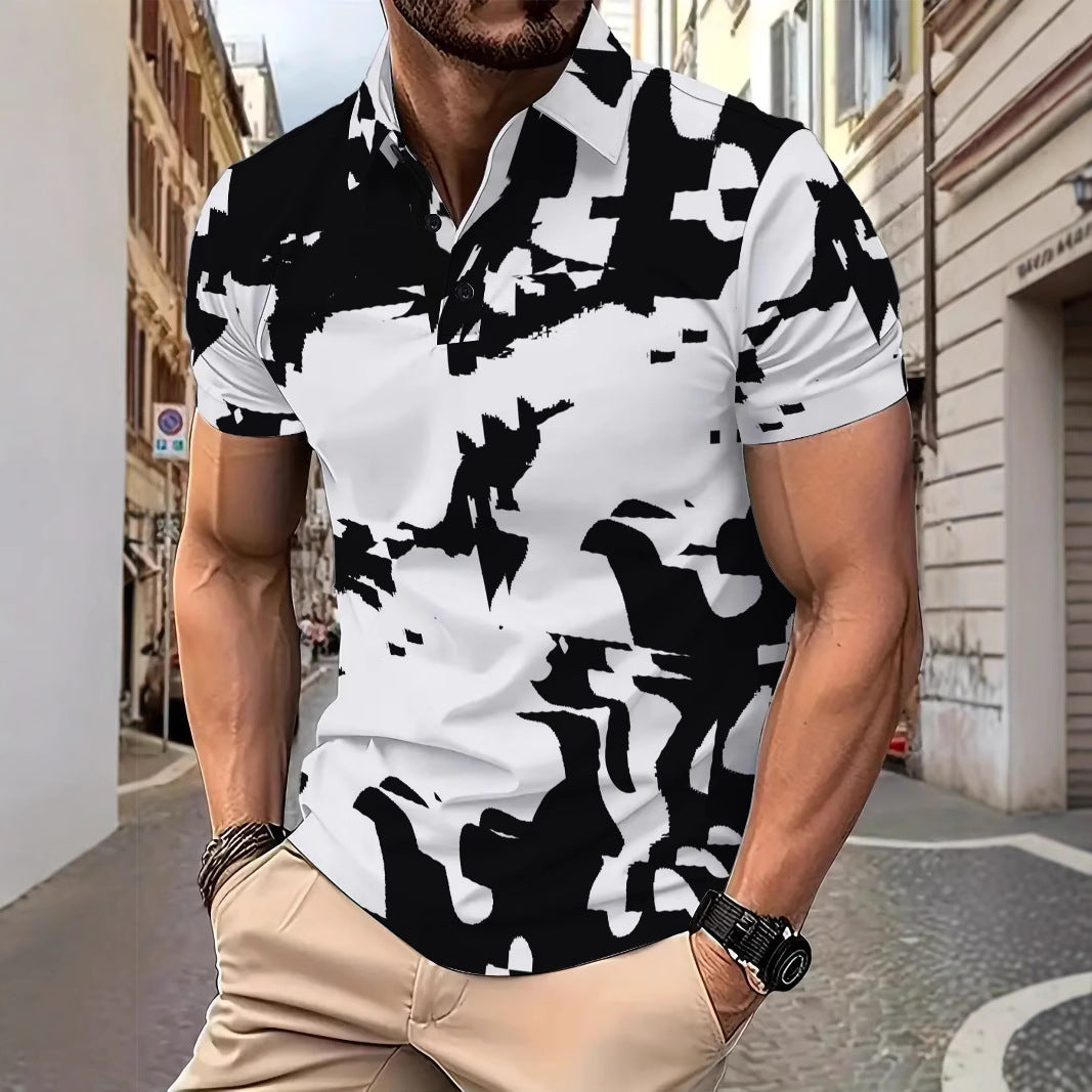 Herren Poloshirt mit kontrastierendem Camouflage-Design Echoarchiv
