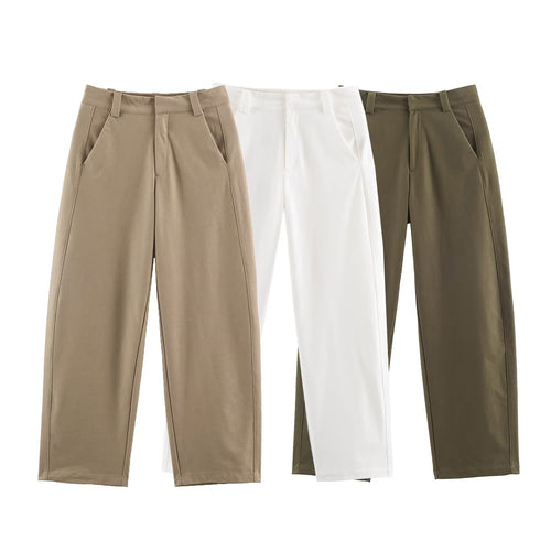 Damen Hochtaillierte weite Cropped‑Hose mit Bügelfalte und Eingrifftaschen Echo Archiv