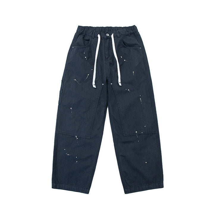Unisex Weite Canvas-Hose mit elastischem Bund, Tunnelzug und Paint‑Splatter‑Details Echoarchiv