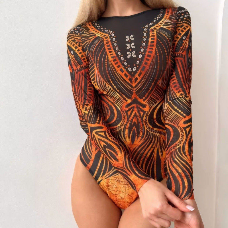 Damen Hochgeschnittene Palazzo-Hosen mit buntem Muster Echo Archiv