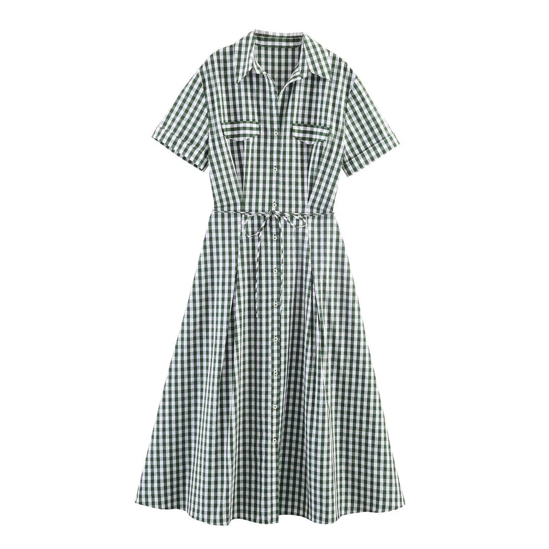 Damen Hemdblusenkleid im karierten Design mit Taillengürtel Echo Archiv