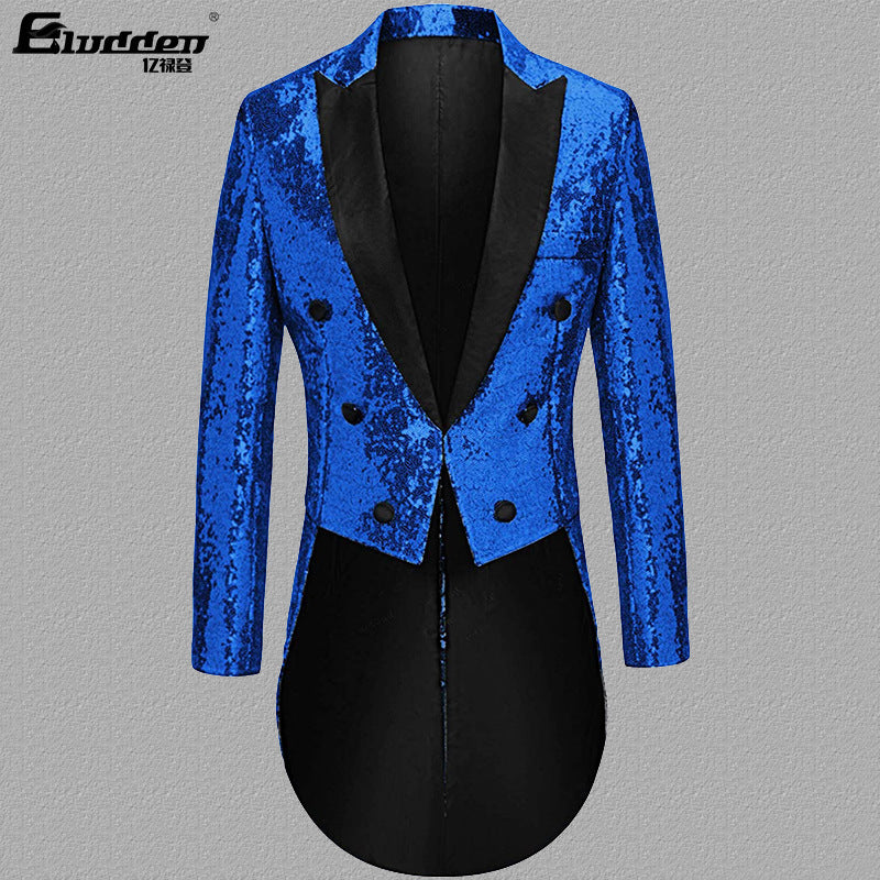 Herren Pailletten Blazer mit doppelter Knopfleiste und elegantem Revers Echoarchiv