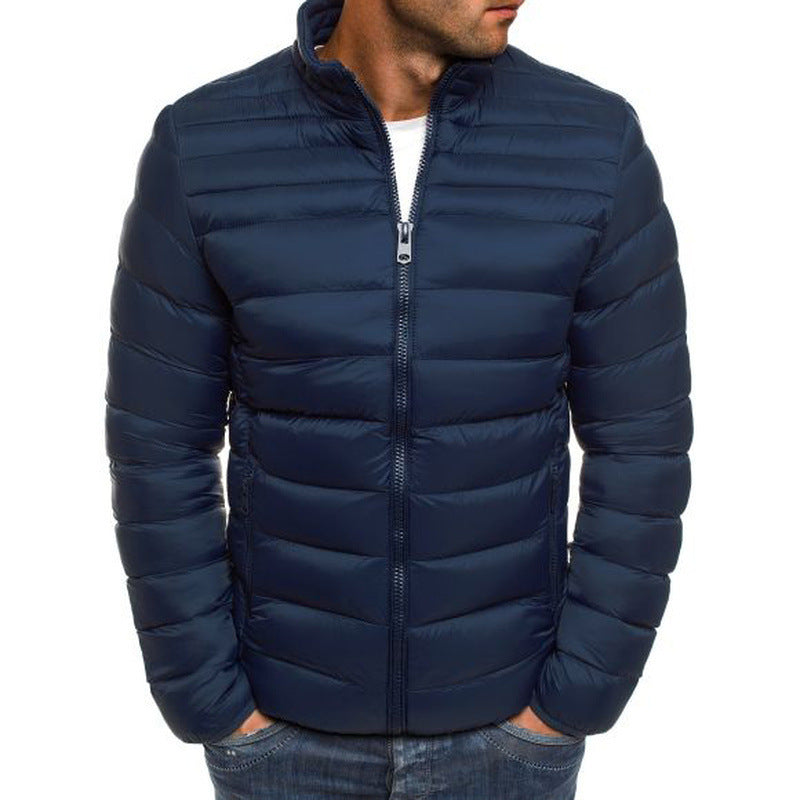 Herren modische Steppjacke mit hohem Kragen und seitlichen Reißverschlusstaschen Echoarchiv