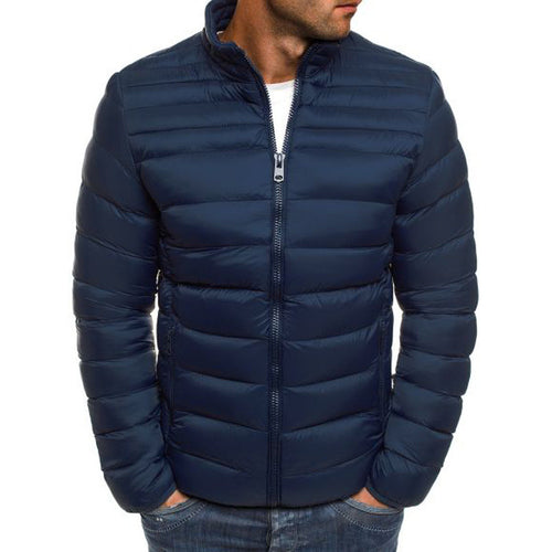 Herren modische Steppjacke mit hohem Kragen und seitlichen Reißverschlusstaschen Echoarchiv
