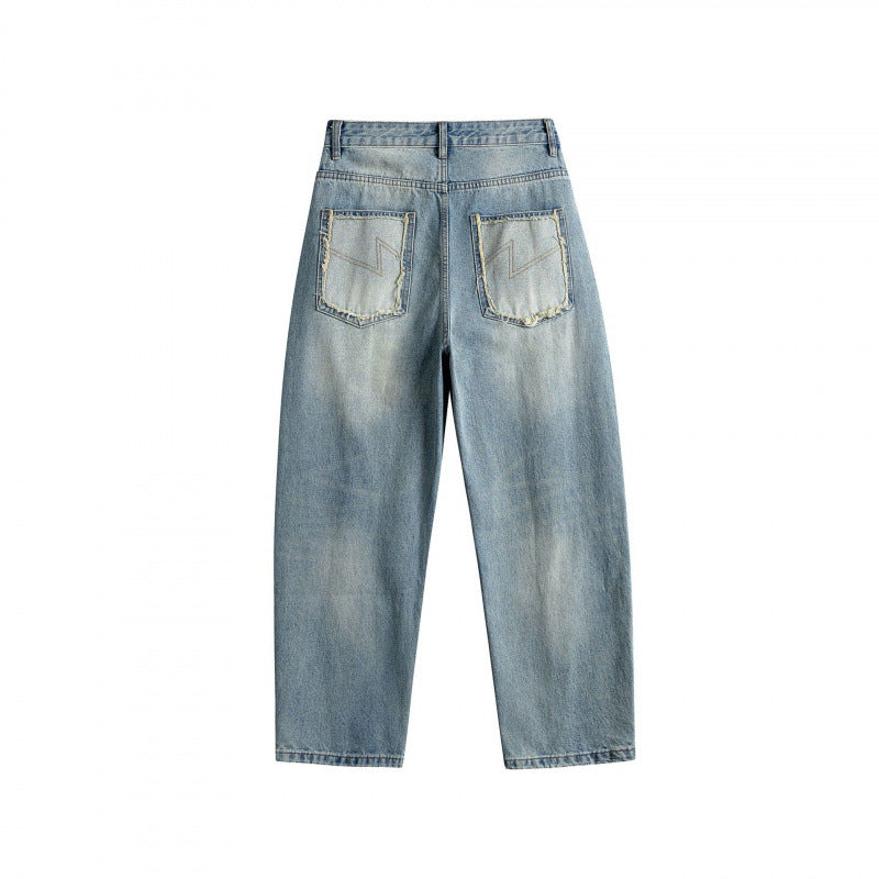 Damen High‑Waist Baggy‑Jeans mit vorgeformten Eingrifftaschen und heller Used‑Waschung Echo Archiv