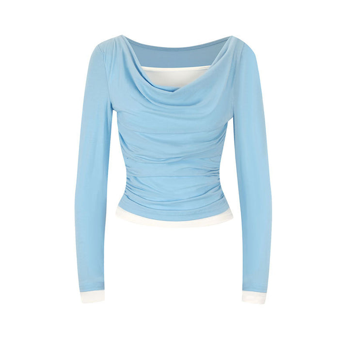 Damen figurbetontes Longsleeve mit elegantem Raffungseffekt und tiefem Ausschnitt Echo Archiv