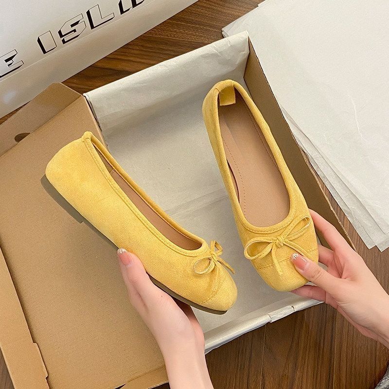 Damen Ballerina-Slipper mit quadratischer Zehenbox, weichem Komfortfußbett und Zierschleife Echo Archiv