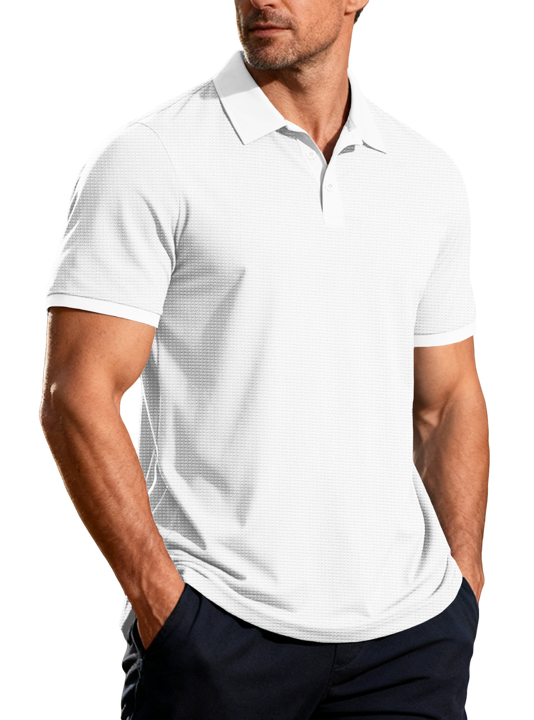 Herren nan strukturiertes Piqué-Kurzarm-Poloshirt mit Hemdkragen Echo Archiv