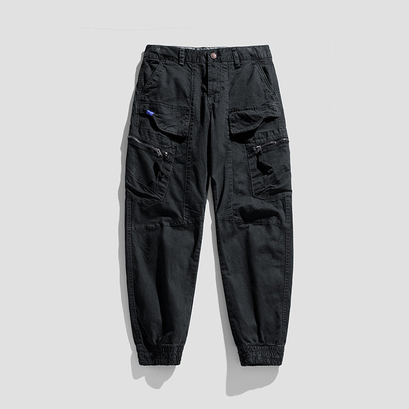 Herren Multifunktionale Cargo-Jogginghose im Tactical-Canvas-Stil mit Knie‑Paneelen, Reißverschluss‑ und Klappentaschen Echo Archiv