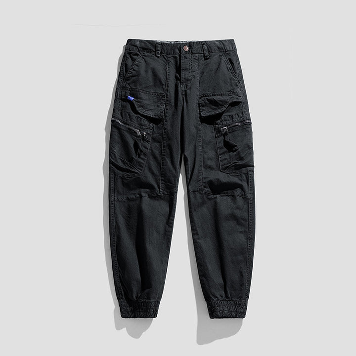Herren Multifunktionale Cargo-Jogginghose im Tactical-Canvas-Stil mit Knie‑Paneelen, Reißverschluss‑ und Klappentaschen Echo Archiv