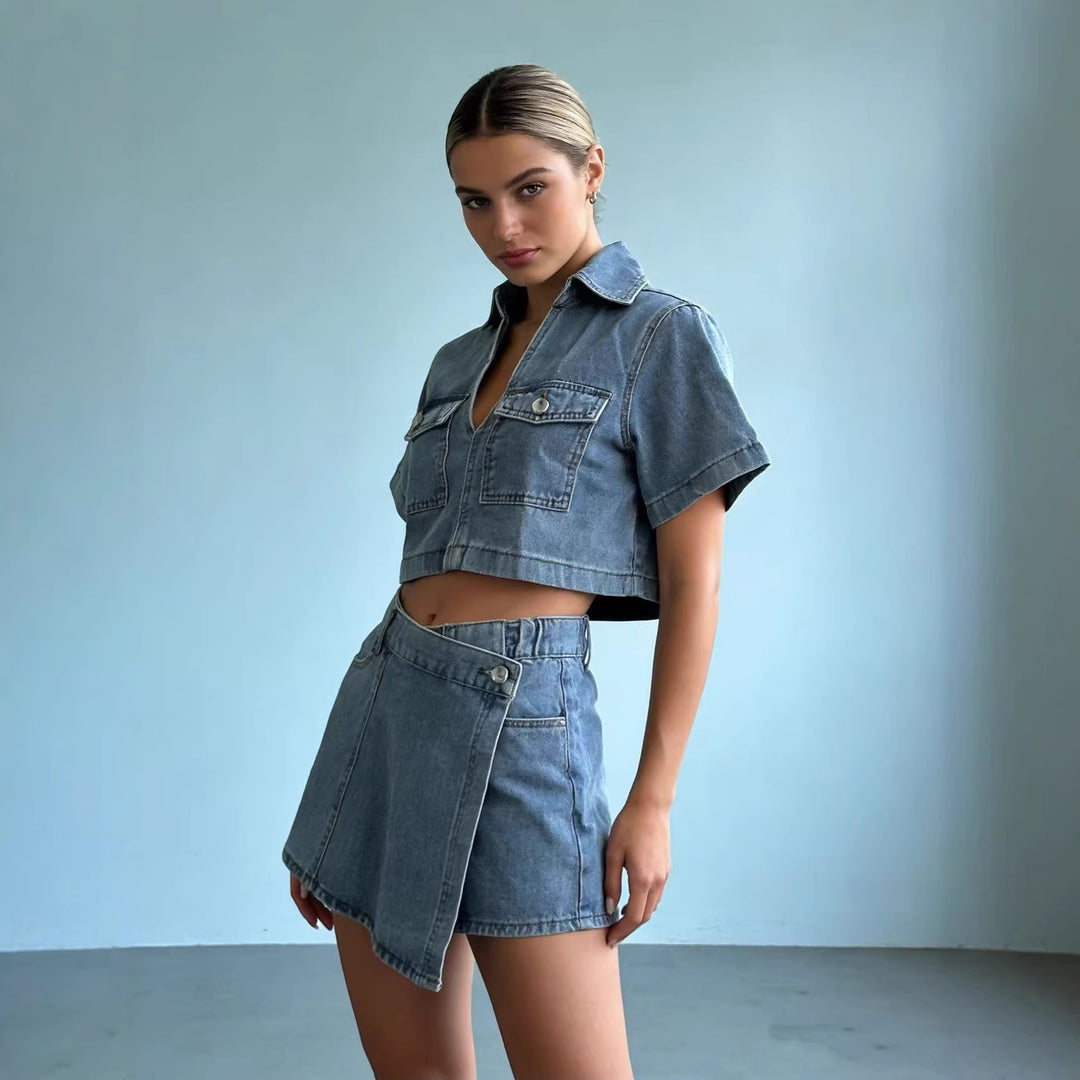 Damen Crop-Top und Minirock Set im lässigen Stil Echo Archiv