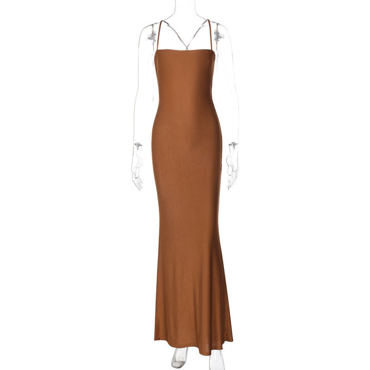 Damen Maxi-Kleid mit schmalem Trägerdesign und fließendem Schnitt Echo Archiv