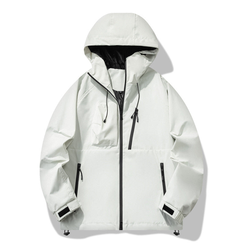 Herren wasserabweisende Outdoor-Jacke mit verstellbarer Kapuze und funktionalen Reißverschlusstaschen Echoarchiv