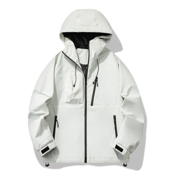 Herren wasserabweisende Outdoor-Jacke mit verstellbarer Kapuze und funktionalen Reißverschlusstaschen Echoarchiv