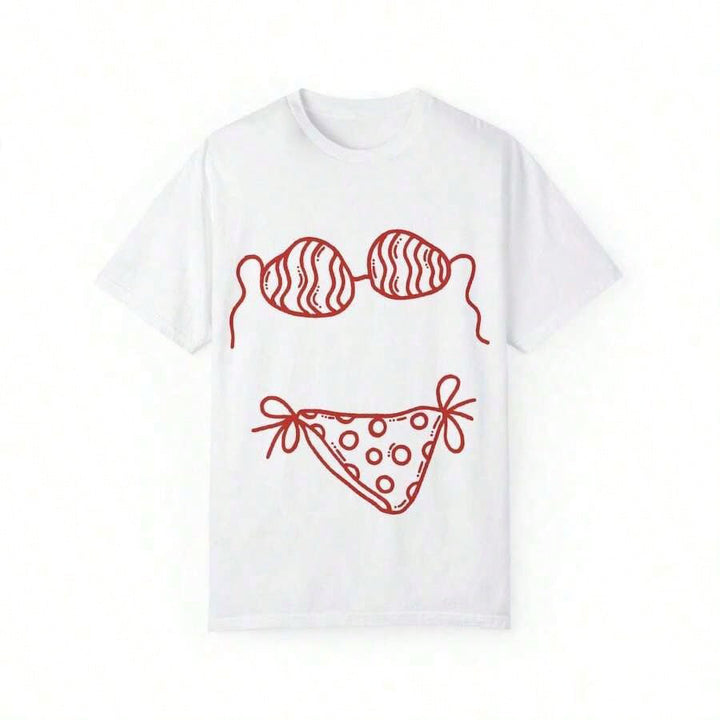 Damen oversized T-Shirt mit kreativem Bikinimotiv und lässigem Schnitt Echo Archiv