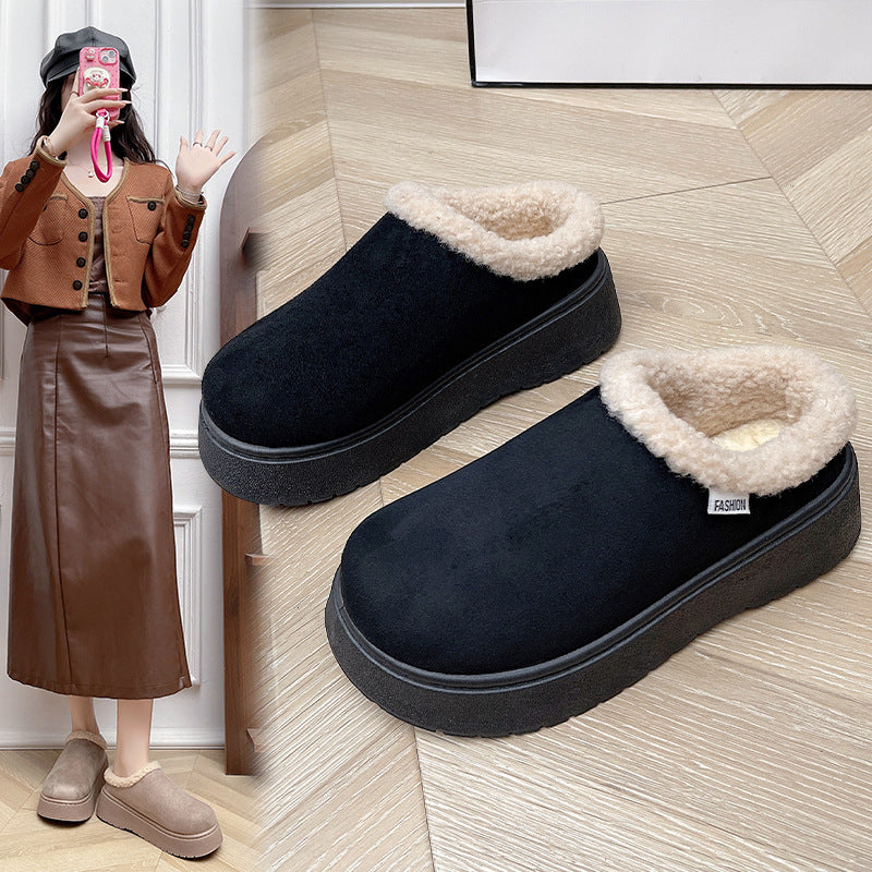 Damen Kuschelige Slipper‑Pantoffeln mit hohem Plateau und Teddyinnenfutter Echo Archiv