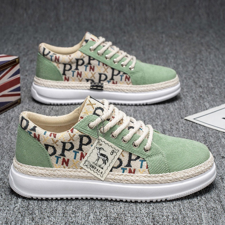 Damen Plateau-Espadrille-Sneaker mit geflochtenem Jute-Detail und monogramm-Canvas Echo Archiv