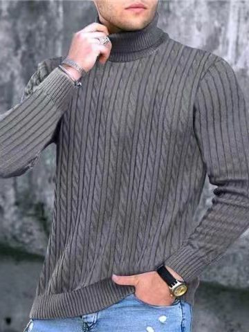 Herren Rollkragenpullover mit strukturiertem Strickmuster Echoarchiv