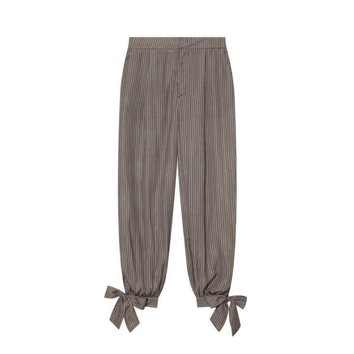 Damen Gestreifte Relaxed-Hose mit elastischem Taillenbund und bindbaren Knöchel-Schleifen Echo Archiv